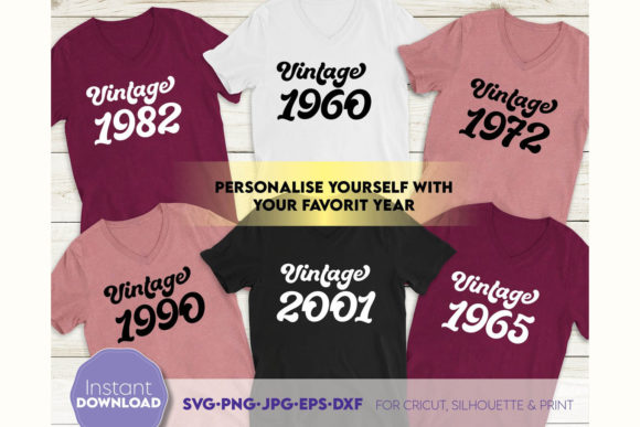 Vintage Birthday SVG Graphics for Crafts & Commercial Products